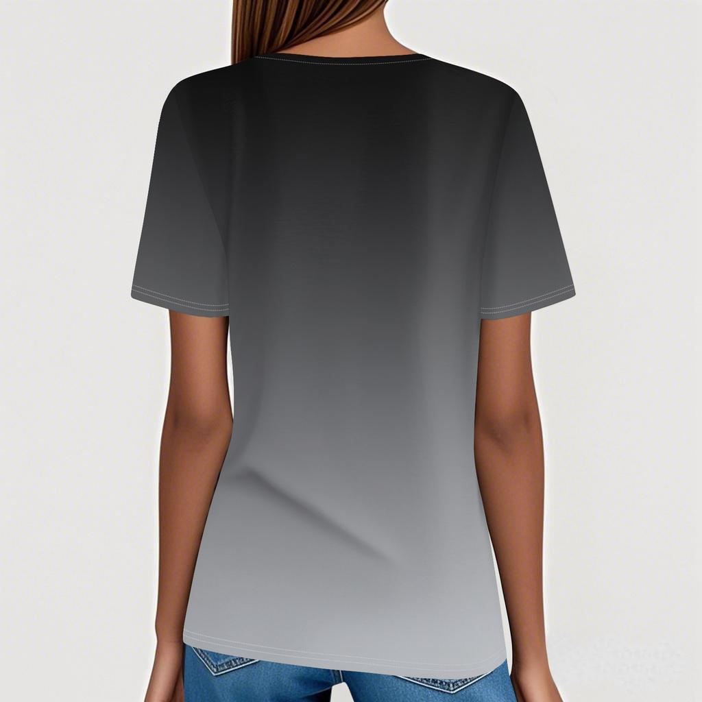 Women's T Shirt Tee Printed Button Short Sleeve Tunic Daily Weekend Fashion Basic V- Neck Regular Top