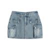 Retro Workwear Anti-exposure Denim Skirt for Women In Summer New A-line High-waisted Slim Hot Girl Short Skirt