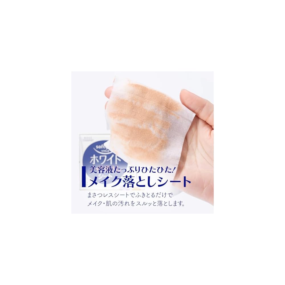 Softymo KOSE White Makeup Remover Wipes, White, Refill, 52 sheets
