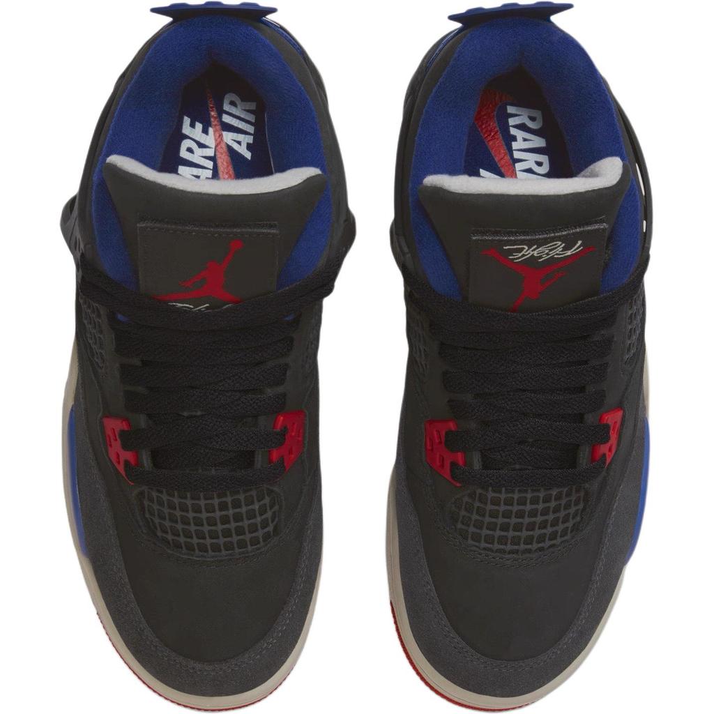 Air Jordan 4 Retro GS Rare Air Kids Sneakers Black Fire-Red Deep-Royal-Blue IB4171-003