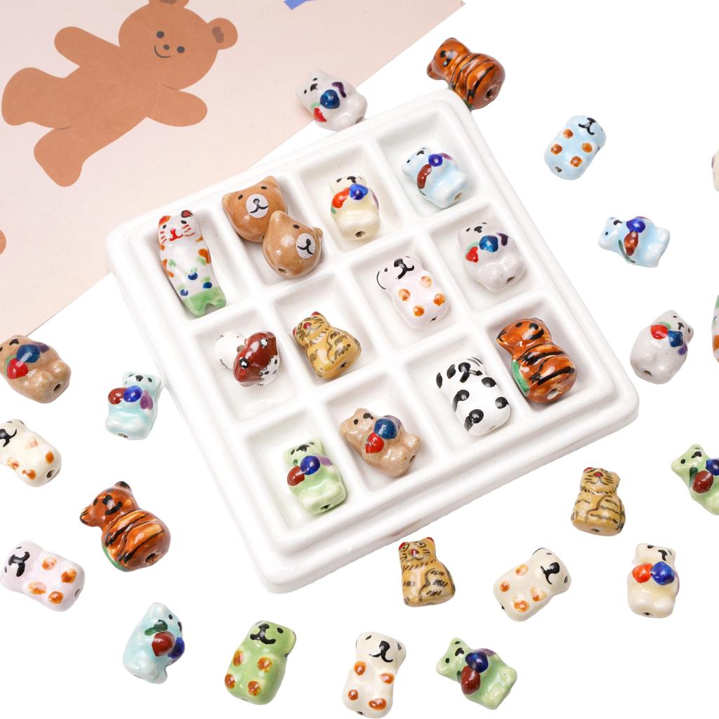 Керамические расписанные вручную бусины для милых животных-подвесок для браслетов, ожерелий и ювелирных изделий своими руками