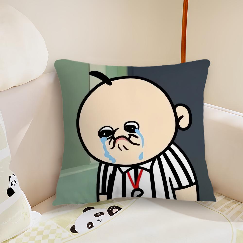 Funny Bbangbbangs Cartoon cushion cover Pillow Case Plush Fabric Soft Double Sided Print Sofa Cushion Cover Throw Pillow Covers