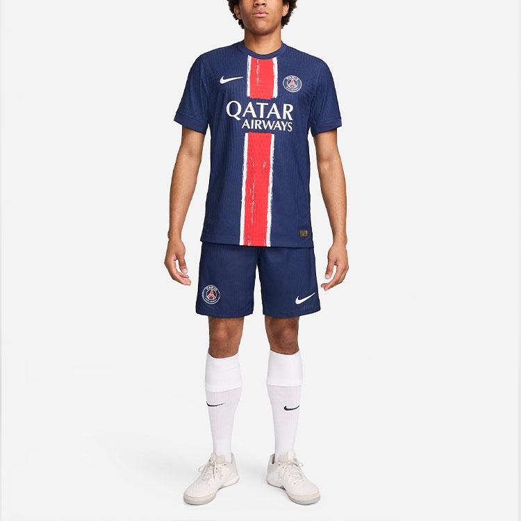 Nike Paris Saint-Germain с круглым вырезом и логотипом, модная повседневная футбольная рубашка с коротким рукавом, домашний матч 2024/25, мужские топы, синий, белый, FN8774-411