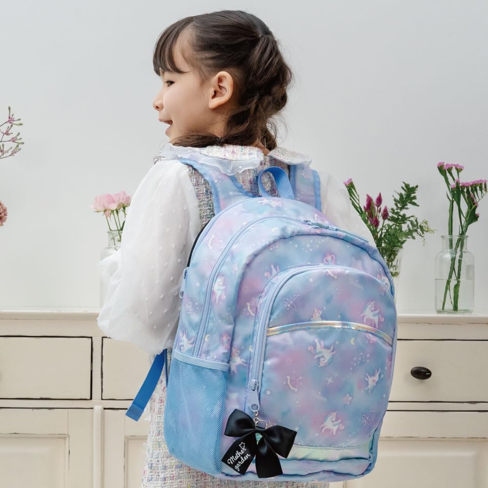 Unicorn Kids Backpack for Girls Milky Way Pattern Backpack Sack Ribbon for Going To Kindergarten or School [Mother Garden] [Large Size] Children's