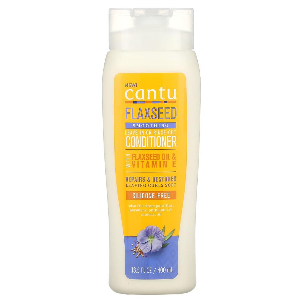 Cantu Flaxseed Smoothing Leave-In or Rinse-Out Conditioner, 13.5 Fl Oz (400 Ml)