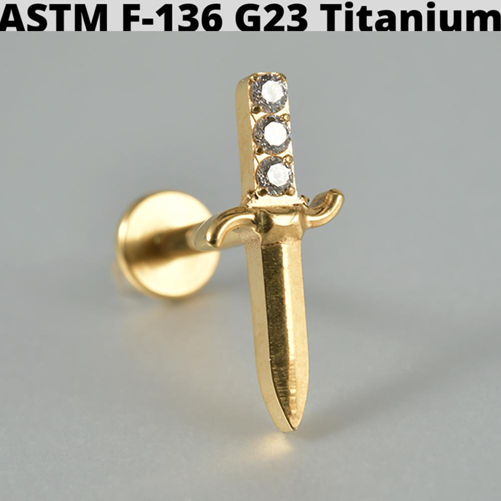 Серебряная четырехконечная звезда G23 Сплошной титан Серьга-гвоздик для хряща 16G С внутренней резьбой Солнце Хеликс Мочка уха Пирсинг Украшение