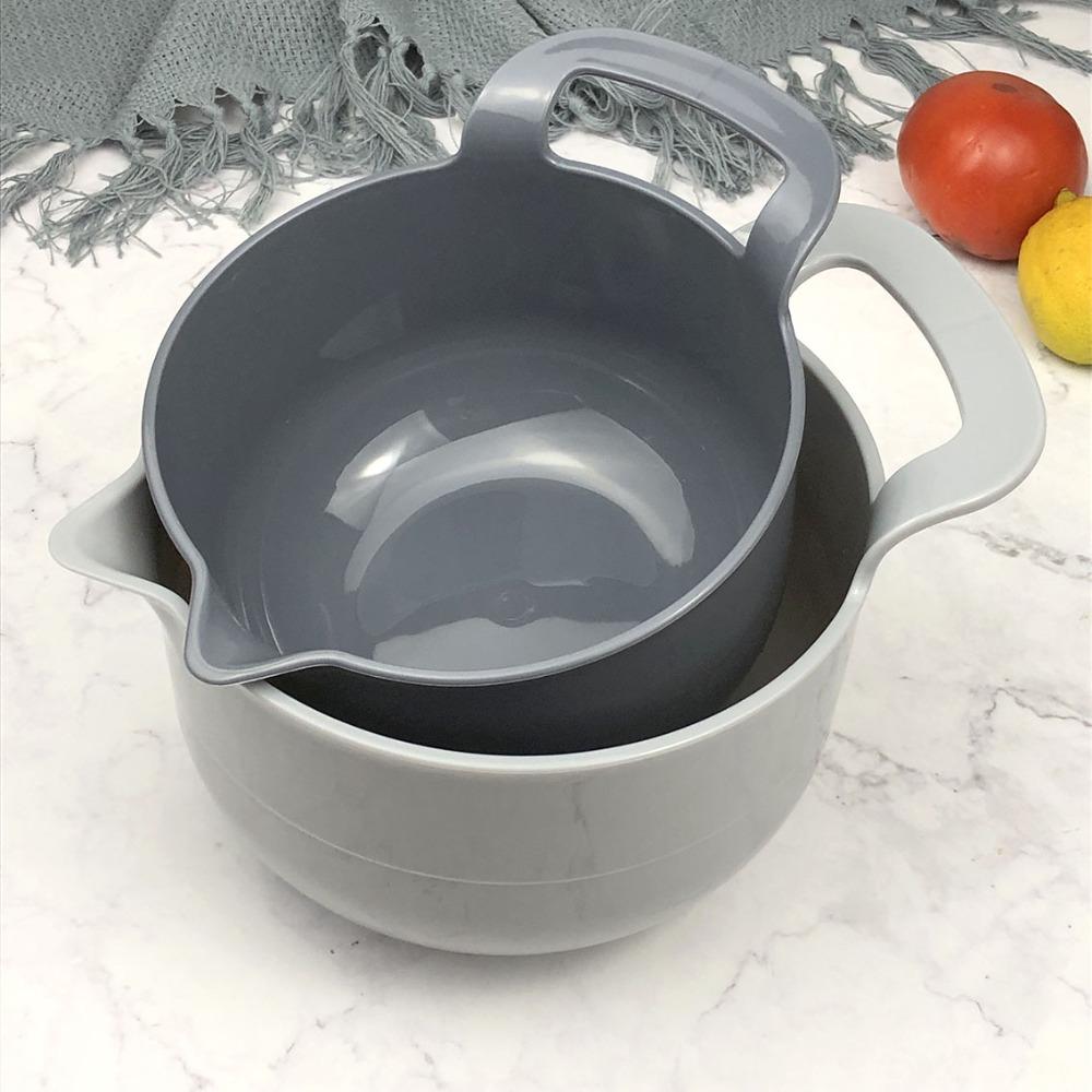 4pcs/set with Pour Spout Mixing Bowl Set with Handle Snacks Basin Salad Bowl Vegetables