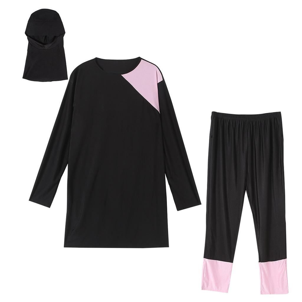 Женский мусульманский купальник размера плюс, женский купальный костюм с полным покрытием, очень эластичный удобный комплект из 3 предметов, пляжная одежда 3XL-8XL