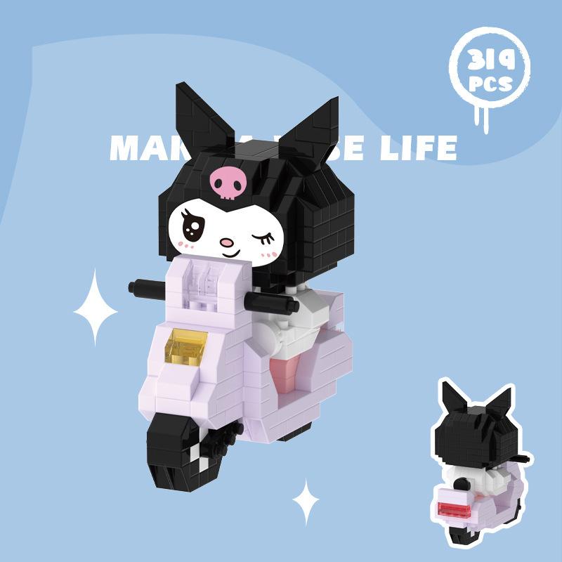 Cartoon Anime Blocks Kuromi My Melody Cinnamoroll Mouse Building Blocks Doll Toy Kids Birthday Gift