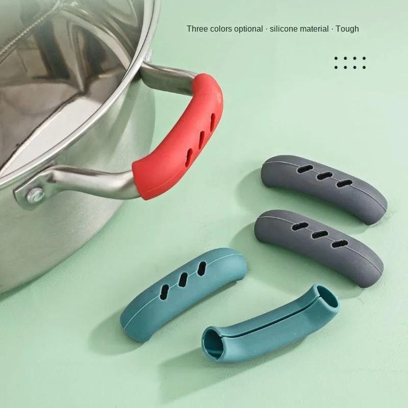 Silicone Pan Handle Cover Heat Insulation Covers Pot Ear Clip Steamer Casserole Pan Handle Holder Non-slip Kitchen Tools