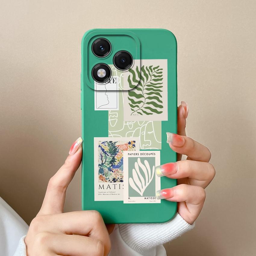 Чехол для телефона Huawei Honor X8 X6b 400 Lite X9c X7c X60 X5b X8c модный квадратный смайлик с рисунком из жидкого силикона противоскользящий чехол для Huawei Capa