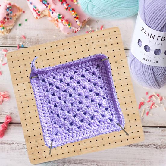 1 Set Crochet Blocking Board Smooth Edge High Durability Not Easily Deformed Reusable with Dense Holes Square Crochet