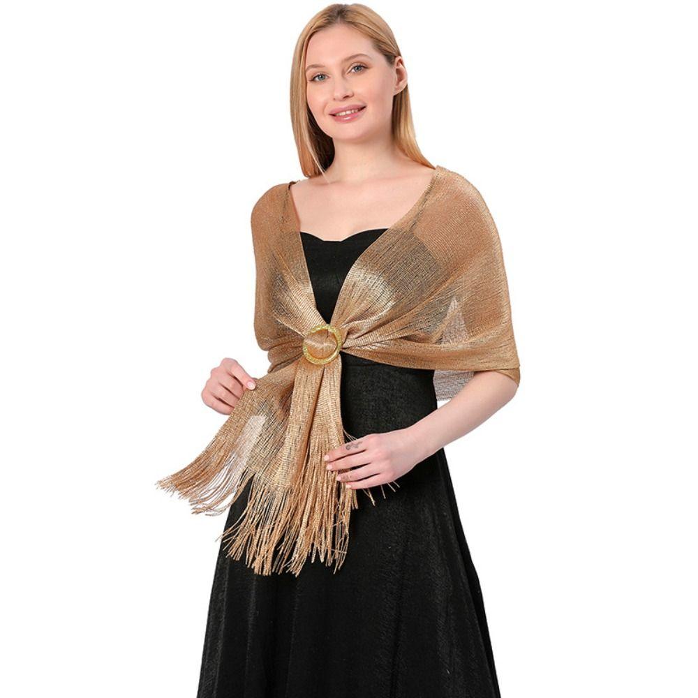 Tassel Mesh Hollow Shawl Shiny Pure Color Scarf Large Neck Scarves Winter/Autumn/Spring/Summer