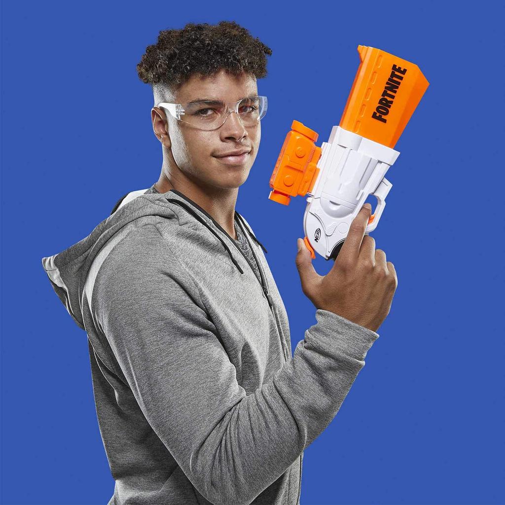 Hasbro Nerf Fortnite SR Бластер с ручным взводом и молотковым механизмом, со съемным прицелом и 8 стрелами 4 для аутентичных стрел, заряженный, для детей, подростков, взрослых, E9391,