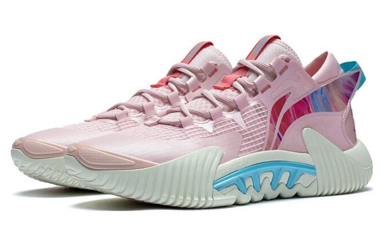 Li Ning Badfive 2 Низкие Удобная Амортизация Нескользящие Износостойкие Низкие Баскетбольные Кроссовки Мужские Розовые ABFT029-6