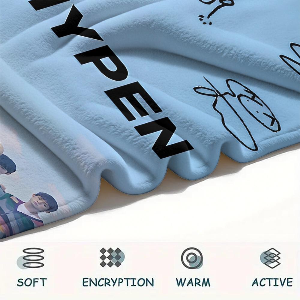 1 шт. Фланелевое одеяло с принтом Enhypen, Высококачественное, для всех сезонов, Декор для дома, Тепло и уют, Идеально для рождественских подарков