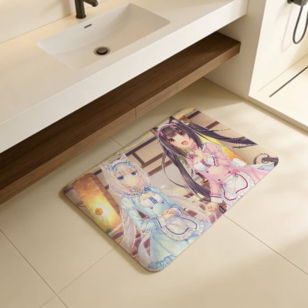 Аниме Кавайная Девушка Nekopara Придверный Коврик Моющийся Нескользящий Коврик для Гостиной Зоны Дивана и Стульев Кухонный Придверный Коврик Ковер