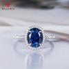 Classic Women Ring With Oval Shape Blue Color Gemstones Zircon Silver Color Finger Wedding Engagement Bridal Jewelry