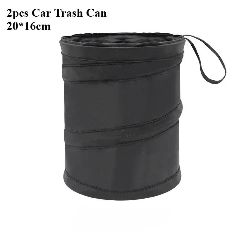 Car Trash Can Portable Durable Foldable Hanging Car Storage Bucket Chair Back Oxford Cloth Storage Bag Trash Can 1pc