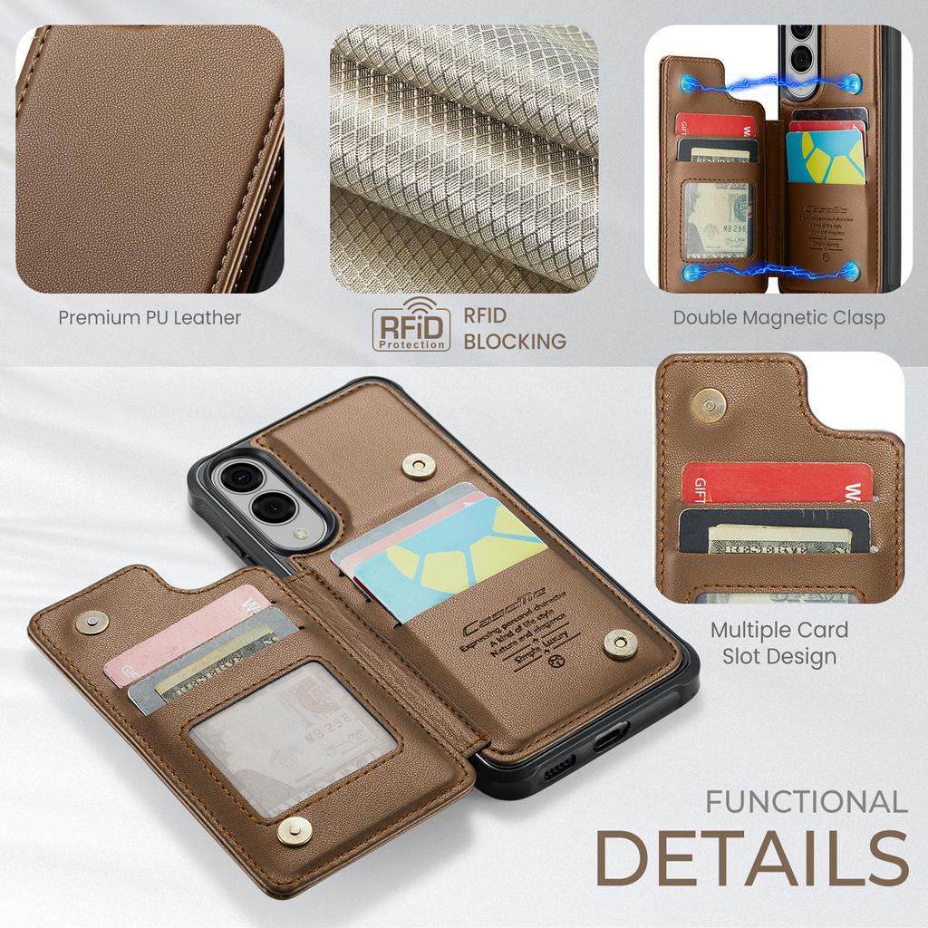 For Samsung Galaxy S25 Edge Phone Case CASEME C22 Leather Back Cover with RFID Blocking Card Slots