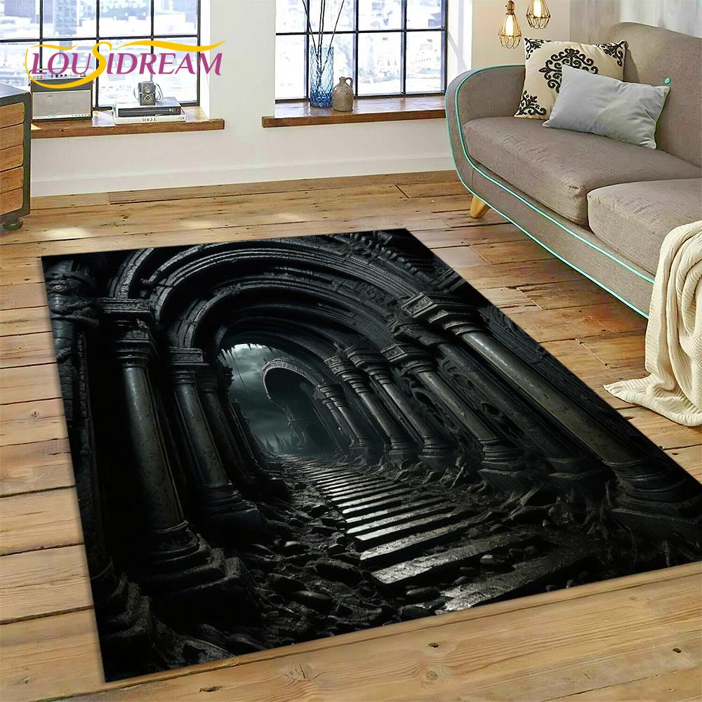 3D Ковер-иллюзия Ворота Храма Бога для Гостиной, Спальни, Дома, Декор Дивана, Ковер для Игровой Зоны Детей, Нескользящий Коврик