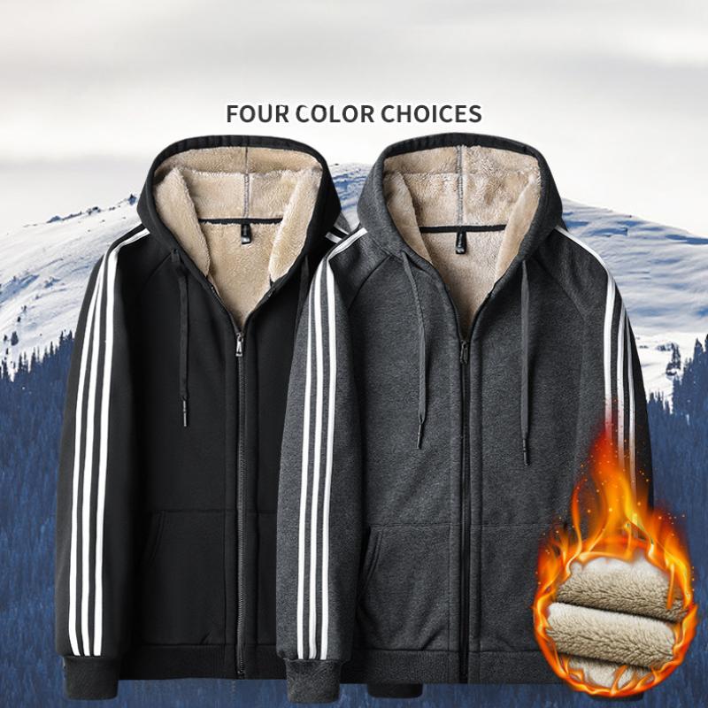 Три планки утепленный и утолщенный зимний овечий мех новый мужской свитер комплект из двух частей теплый кардиган спортивный костюм мужской