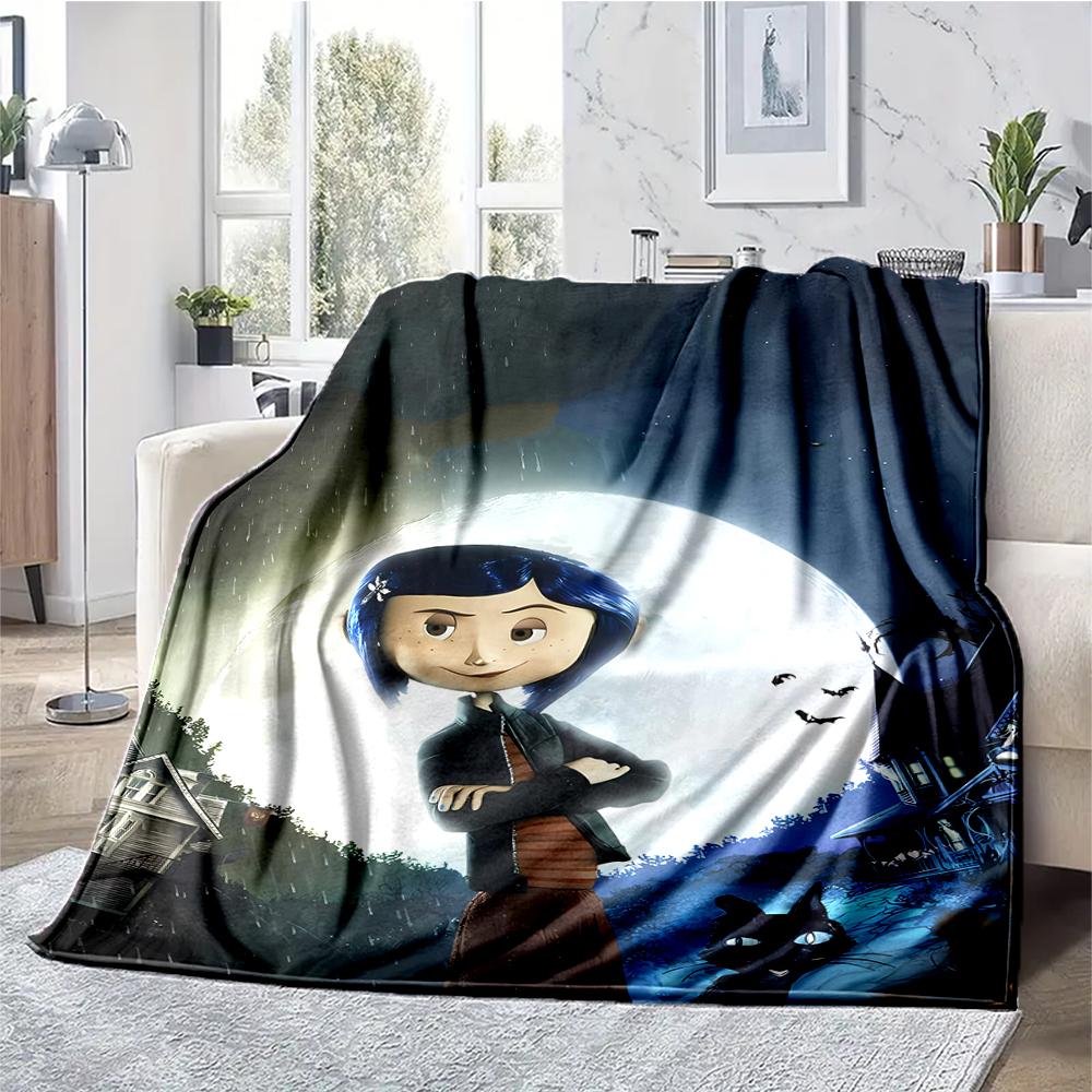 Coraline Theme Printed Blanket - Perfect for Couch, Bed, Travel & Outdoor Use | Machine Washable, Cozy & Durable.