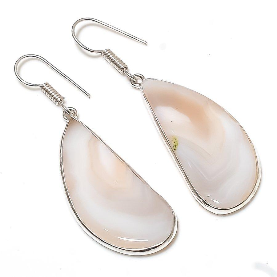 Серьги ручной работы из стерлингового серебра 925 пробы с натуральным агатом Монтаны 2,13 дюйма V8A64