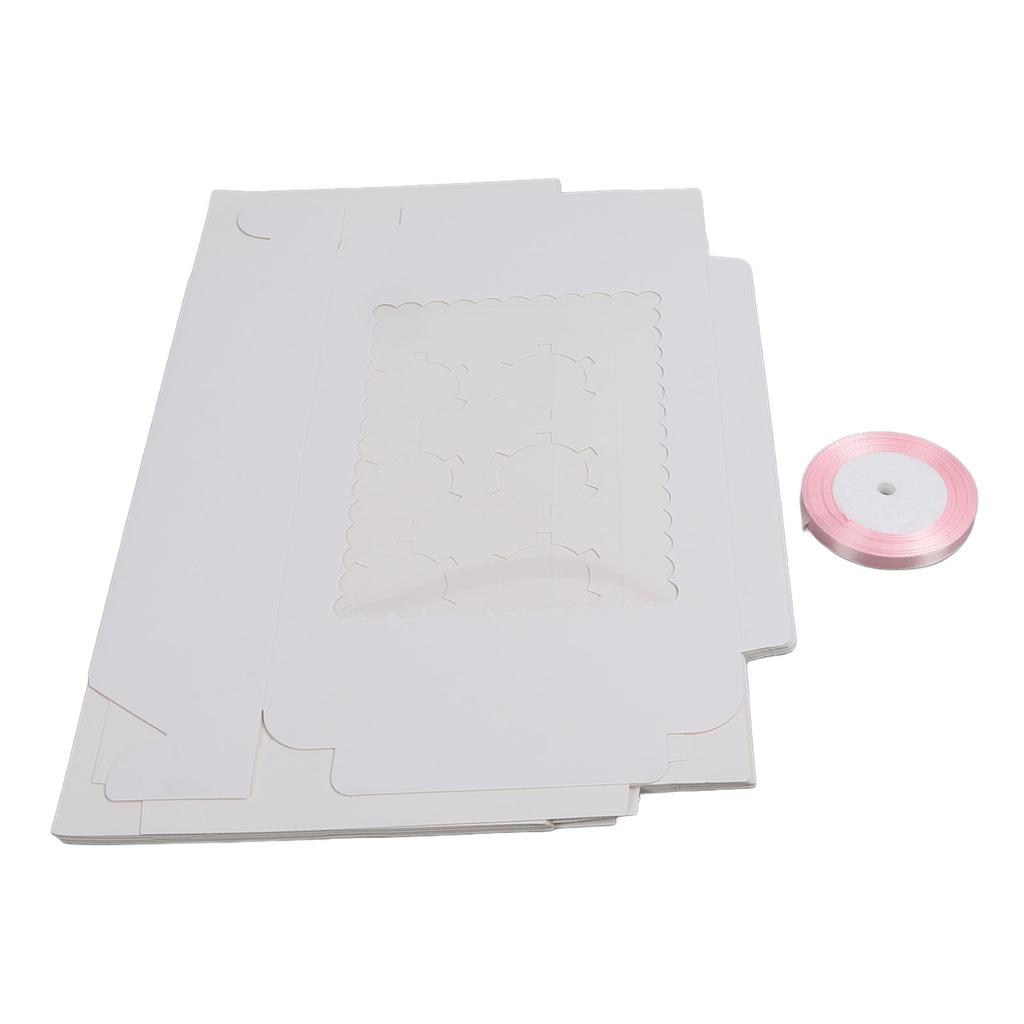 6PCS Set Cupcake Container 12 Holes Cardbord Bakery Pastry Carrier Box with Transparent Window