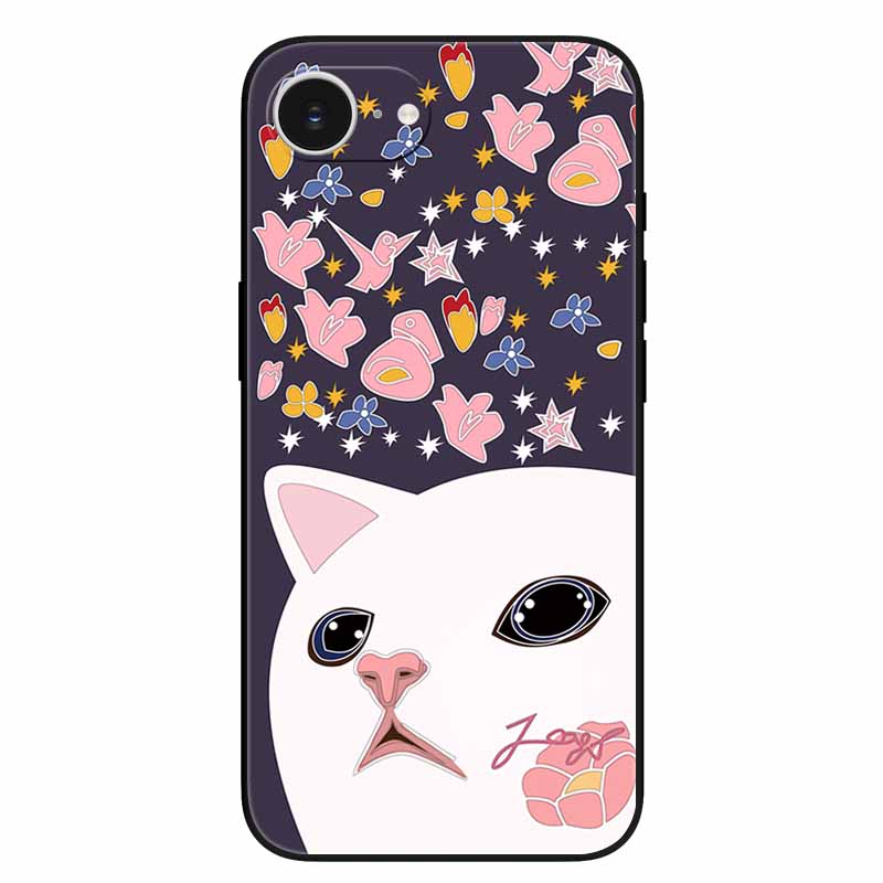 For iPhone 16e Case Soft Silicone Flowers 3D Relief Cover for iPhone 16e 2025 Black Phone Cases Funda On for Iphone16e 16 e Cool