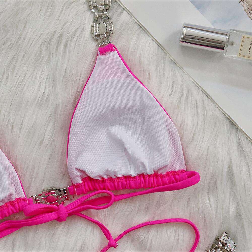 Бикини, сексуальный купальник с кристаллами и бриллиантами, женский бикини на бретельках