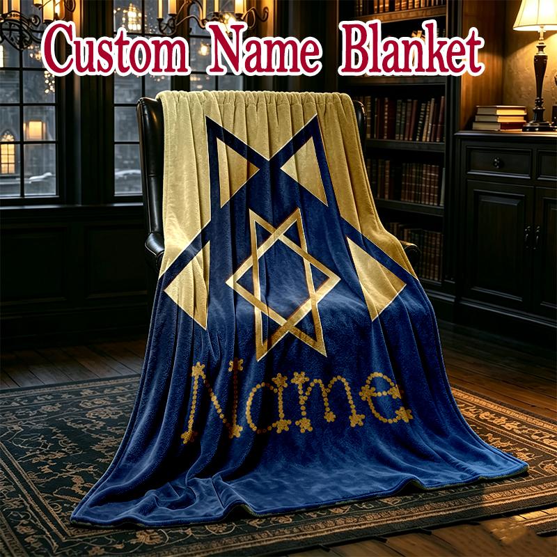 Jewish Star of David (5) Pattern Blanket, Cozy Blanket for All-Season Comfort on Sofas, Beds, Office, Car, Camping and Travel