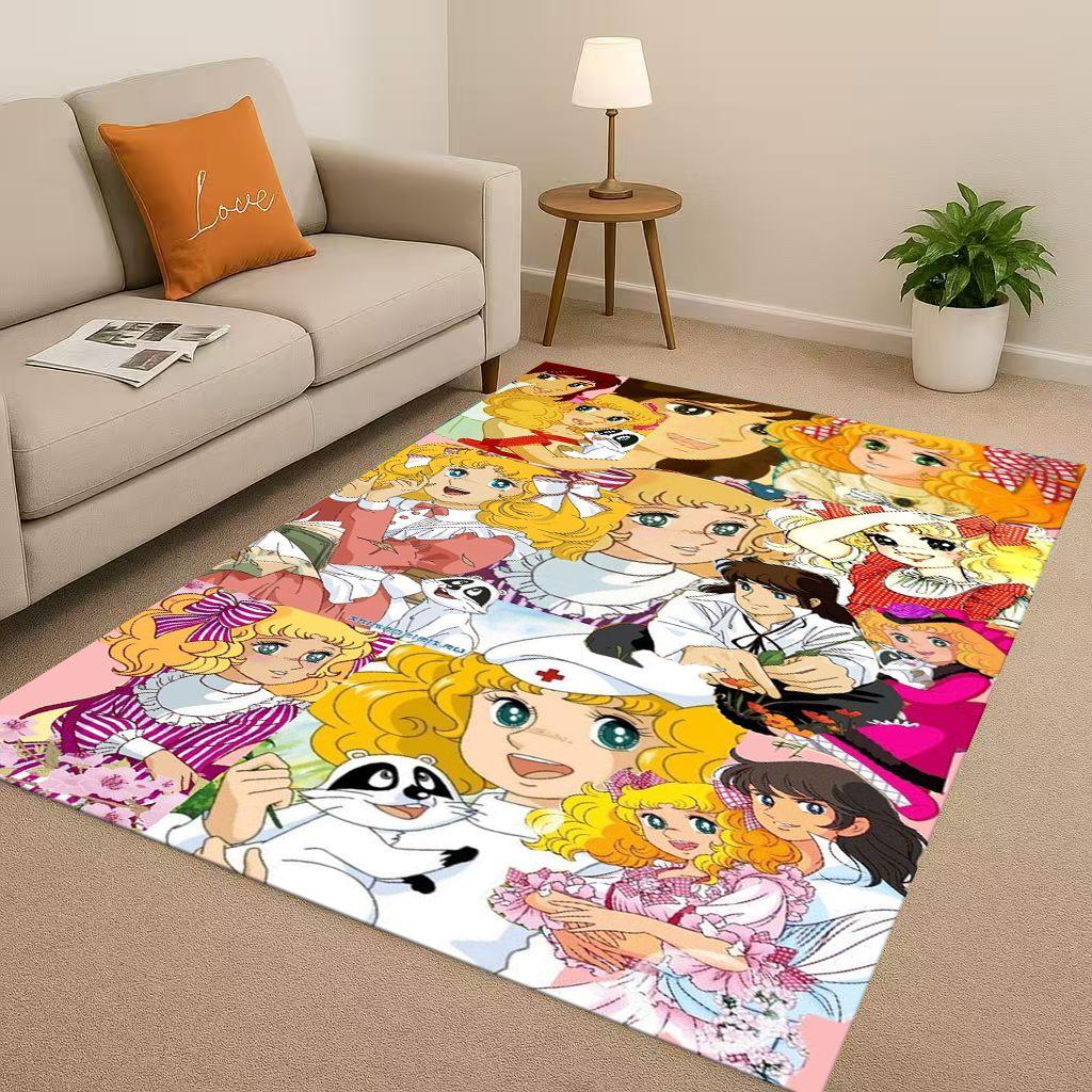 Retro Candy Candy Sweet Girl Cartoon Room Non-Slip Area Rug Soft Carpet for Bedroom Playroom Sofa,Easy Clean Home Decor Doormat