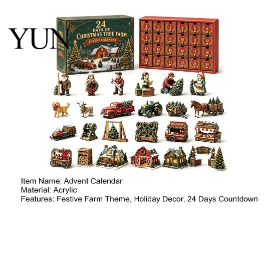 Holiday Countdown Toy 2026 Christmas Tree Farm Advent Calendar, 24 Days Box with Mini December Figures And Accessories for Kids Collectors,