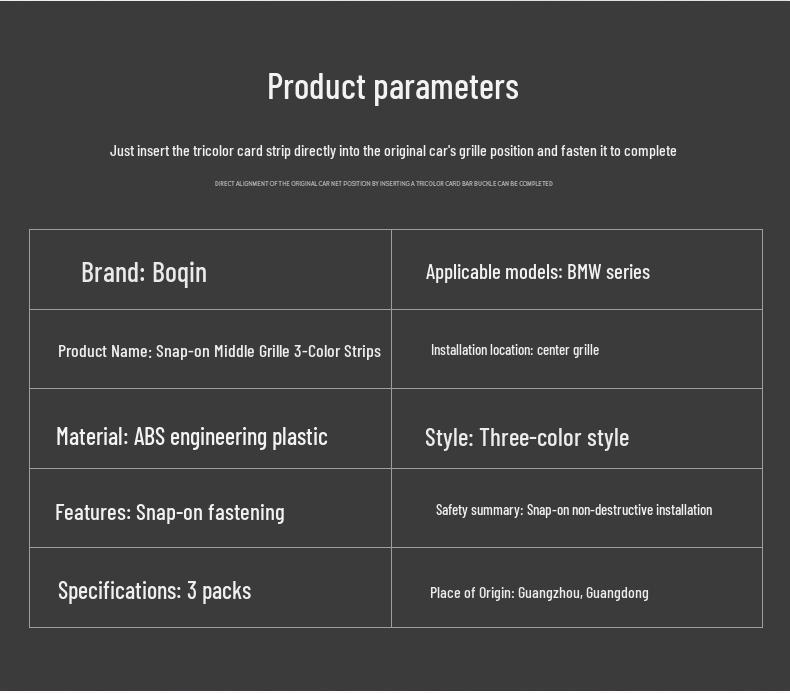 Three-Color Decorative Grille Buckle for BMW X1 (16-19), 1, 3, 5 Series, X5, X6