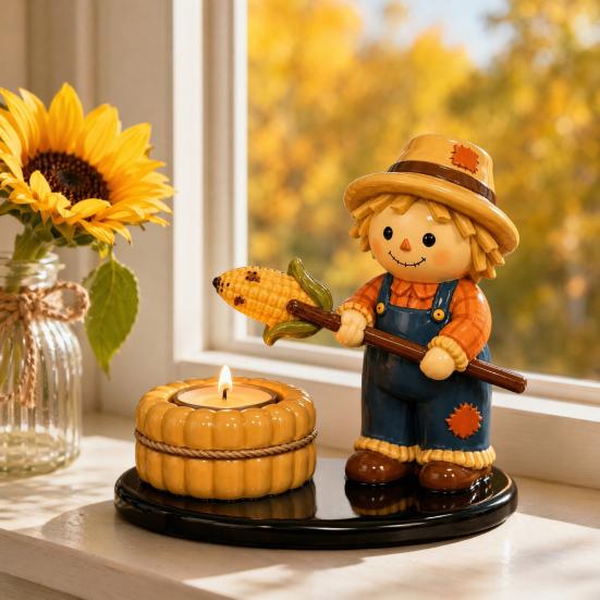 Cute Dog Table Ornament Dachshund/Fox/Kitten Candle Holder for Tealights, Resin Animal Bonfire Tealight Stand Home Decor, Camping Themed Candlestick