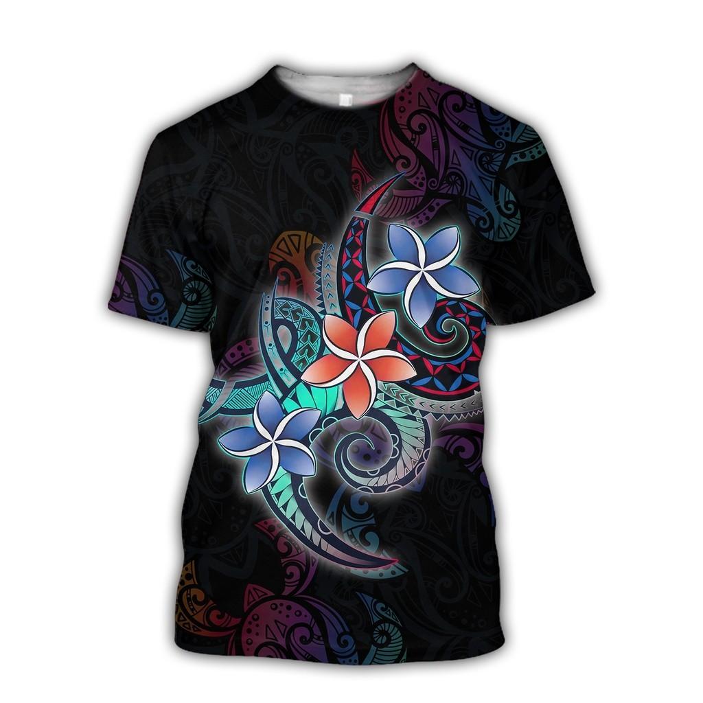 D-flower Printed T-shirt, Summer Harajuku Casual Short Sleeved T-shirt Unisex Top