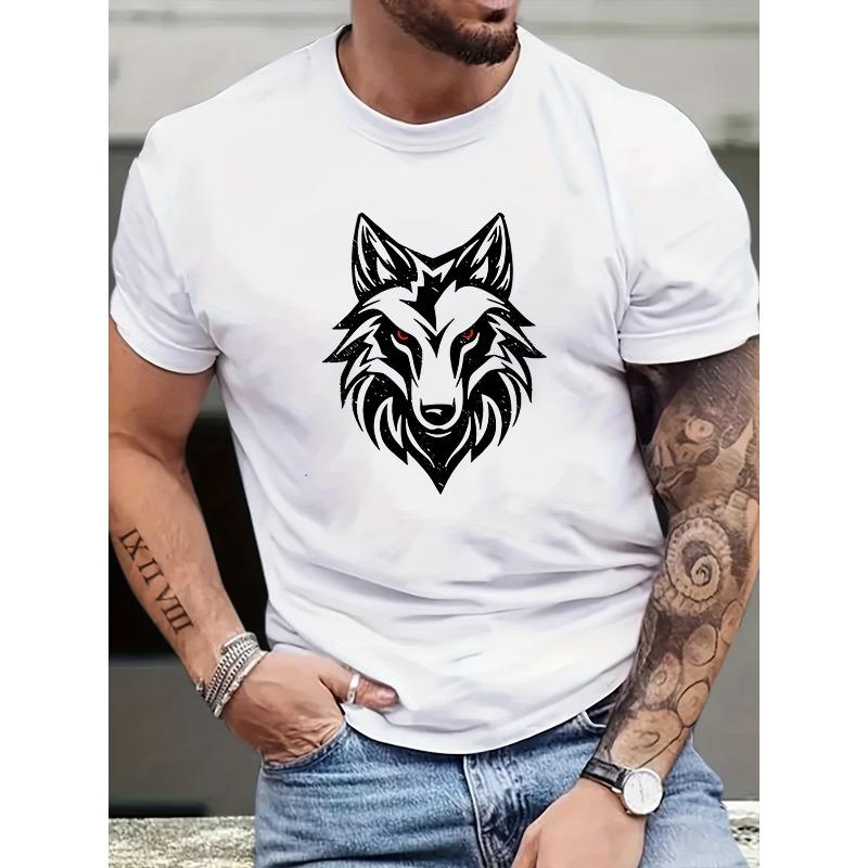 Европейские размеры Модная стильная мужская футболка Wolf с забавным английским принтом, юмористическая и интересная, подходит для весны и лета