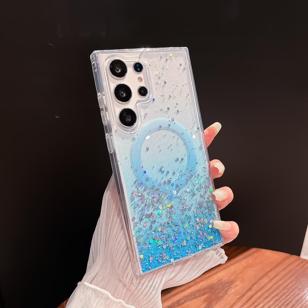 Прозрачный силиконовый чехол с магнитом и градиентным блеском для Samsung Galaxy S25 S24 S23 S22 Plus Ultra S23FE Ударопрочный чехол