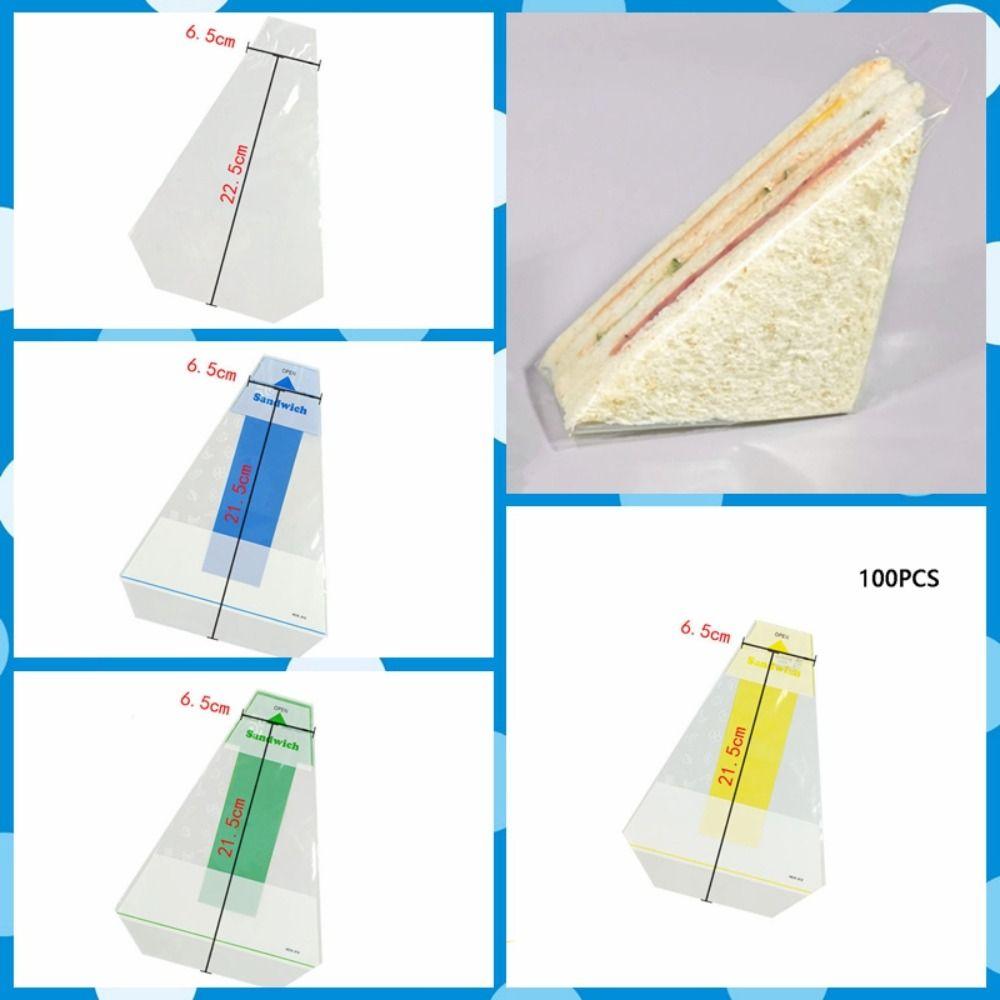 100pcs Triangle Bread Bags Plastic Sandwich Wrappers Disposable Sandwich Packaging Bag Wedding
