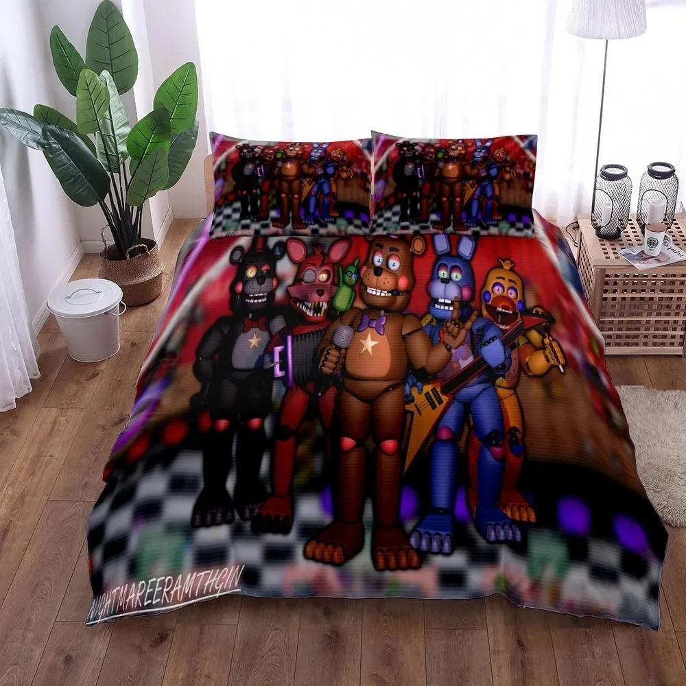 Cartoon Freddy bedding set duvet cover pillowcase bedroom decor for boys and girls birthday gift available in single double and