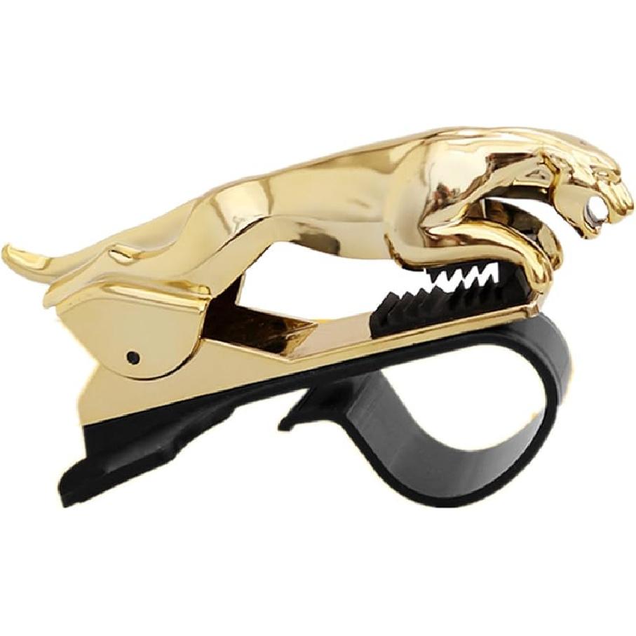 Car Phone Holder - Multi-Functional Jaguar-pired Dashboard Mount for 6.5'' Phones, HUD-Style Direct Viewing & Decorative Automotive Accessory (Gold)