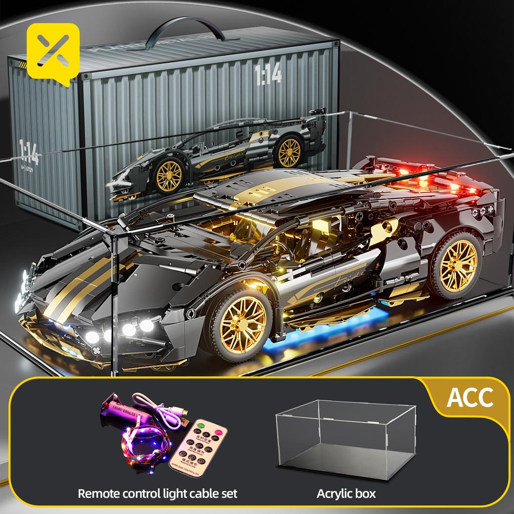 ToylinX 1:14 Supercar Building Block Toy Optional Power Group 14+ Technology Design Christmas Gift for Adults and Kids With Box