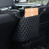 Leather Car Seat Organizer with Multi-Pocket Storage Net Hanging Car Storage Bag for Organizing Travel Essentials