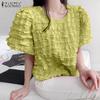 Women Elegant Casual O-neck Short Sleeve Summer Blouse