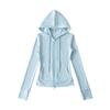 Womens Korean Style Lightweight Stand Collar Zip-Up Hooded Jacket Relaxed Wide-Leg Drawstring Pants Two-Piece Set Casual