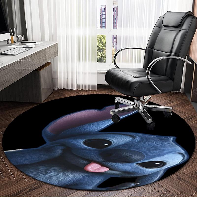 1PC Energetic Alien Character Round Rug, Non-slip Chair Mat, Home Decor, Circle Carpet Perfect for Office, Bedroom, Living Room,Christmas gift