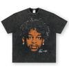 Стильная оверсайз футболка 21 Savage с эффектом потертости