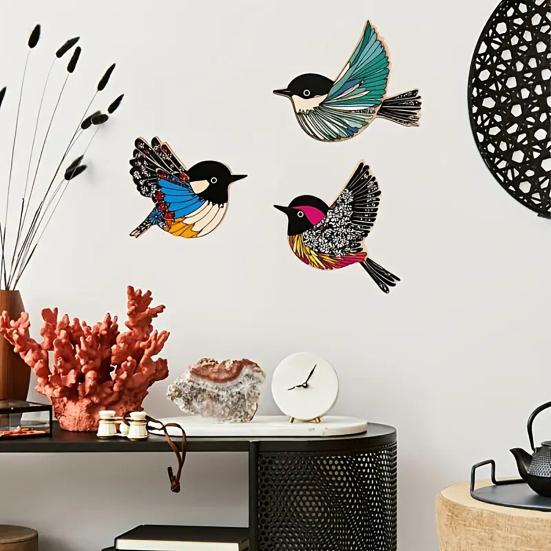 3 шт./набор Деревянные птицы Настенное искусство Рустикальные украшения летающих птиц Современный скандинавский декор стен для фермерского дома, дома, офиса