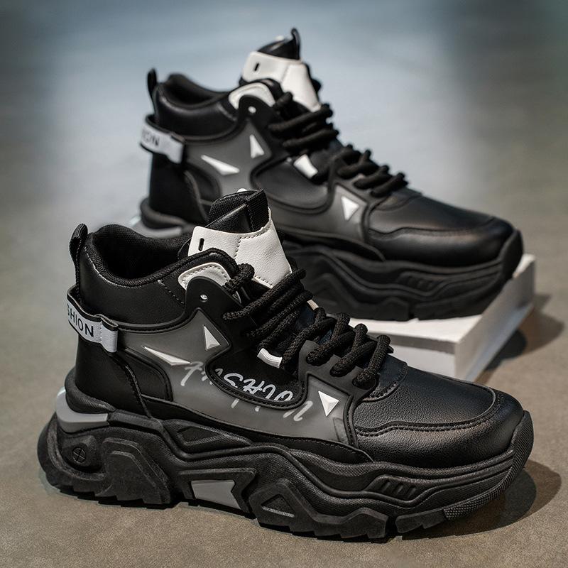 Мужские спортивные кроссовки с высоким верхом, осенние молодежные ботинки Мартина, спортивно-повседневные, маленькие белые, увеличивающие рост, папины, универсальные, трендовые туфли